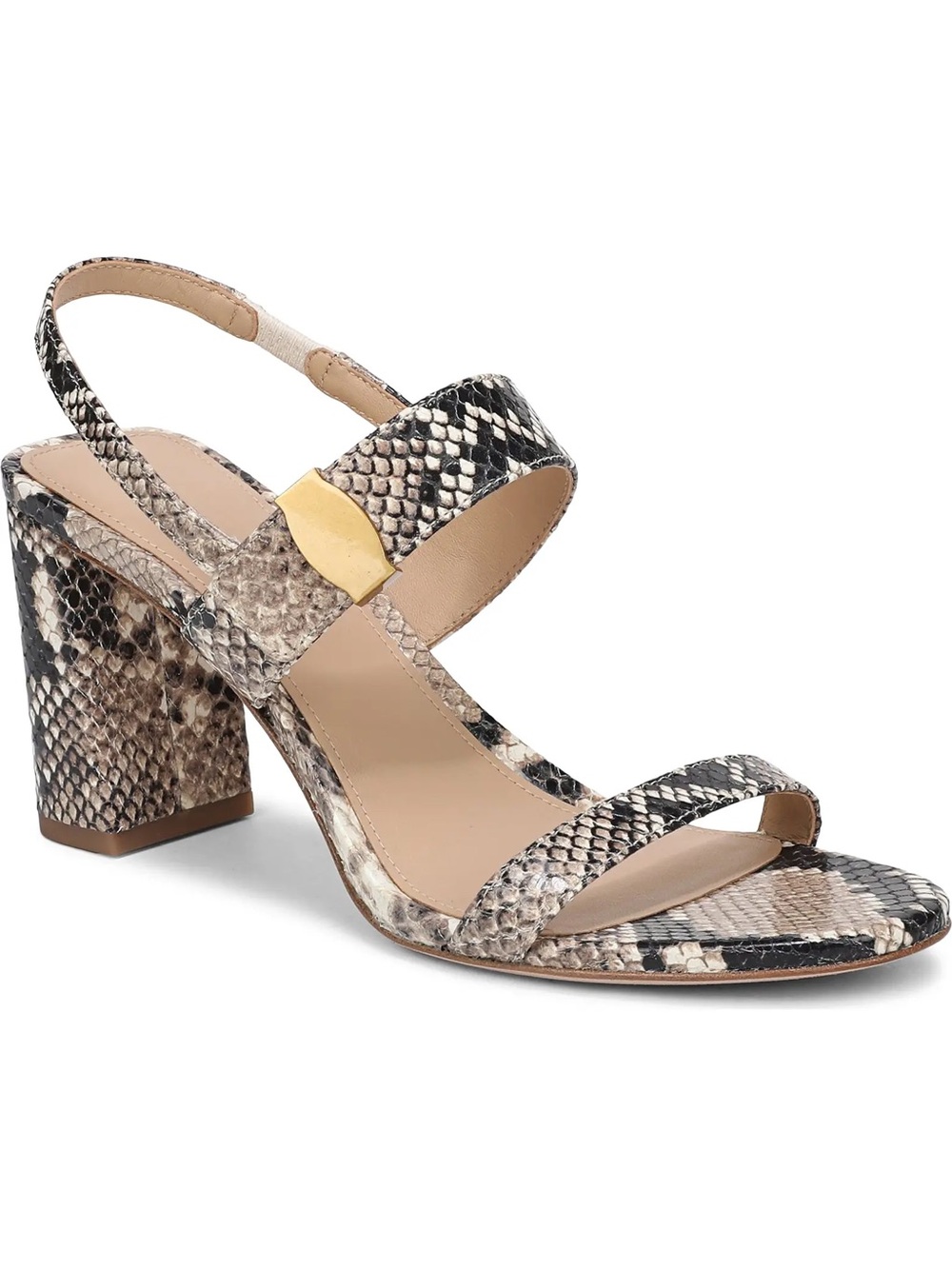 Veronica Beard Genetta Snake-Embossed Leather Sandals – Ecru Multi – Size 8M